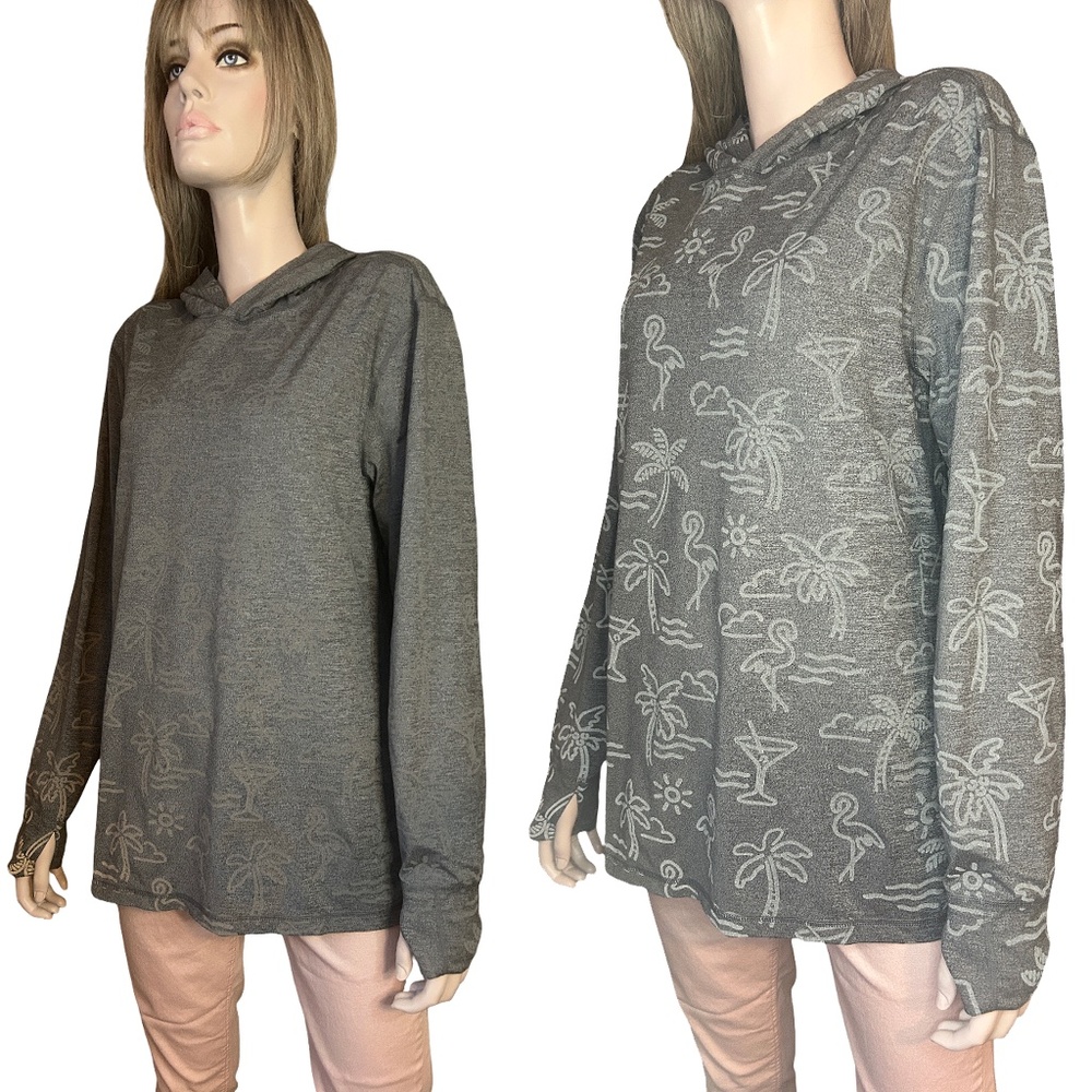 Chubbies Pullover Hoodie Reflective Flamingo Palm Tree Cocktail Glass UNISEX